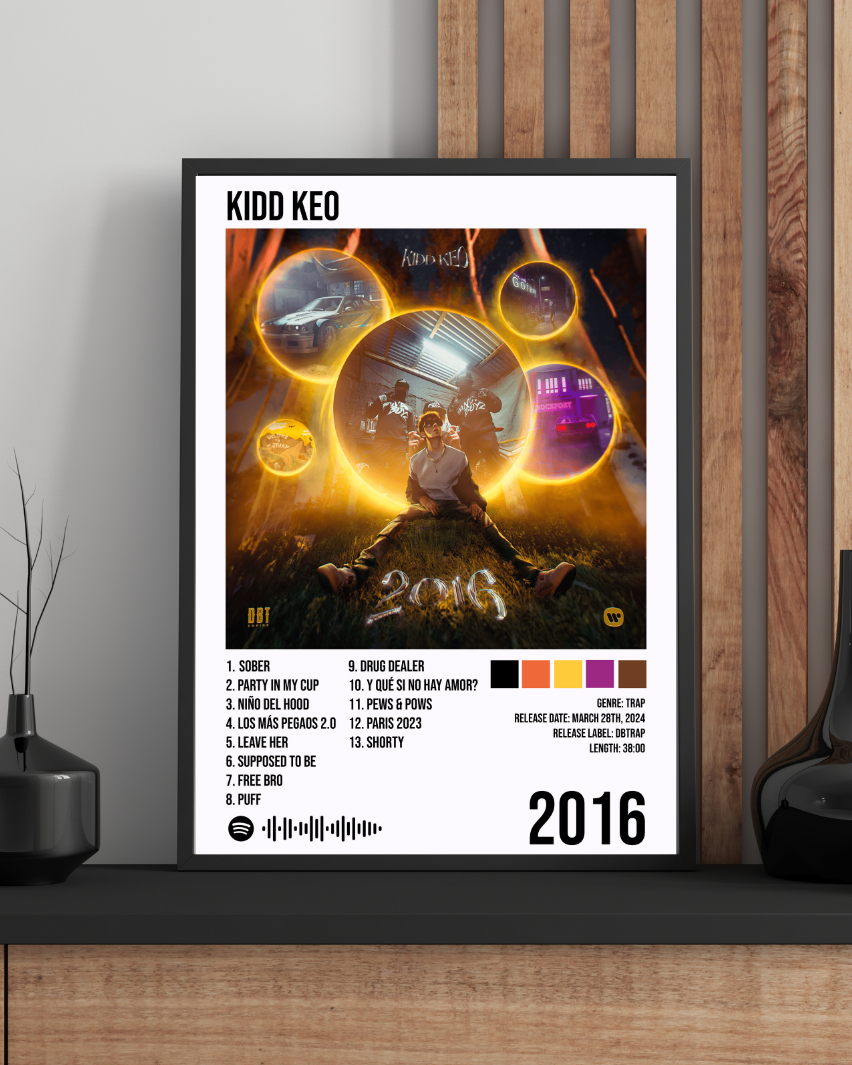 Álbum enmarcado de Kidd Keo tamaño A3 o A4 del álbum "2016"