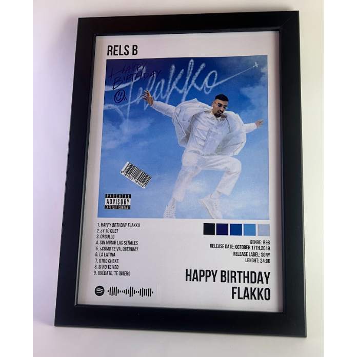 Álbum enmarcado de Rels B tamaño A4 del álbum "Happy Birthday Flakko