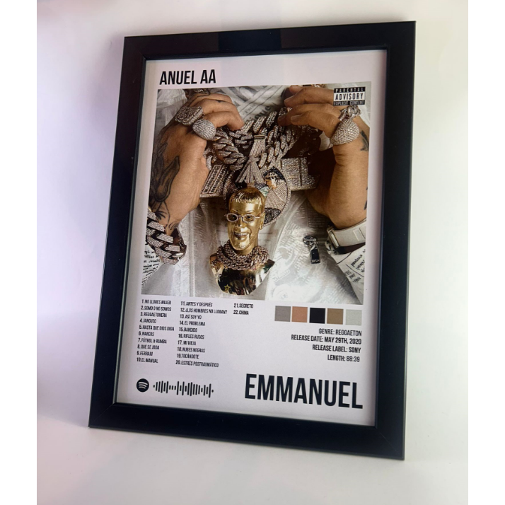 Álbum enmarcado de Anuel AA tamaño A4 del álbum "Emmanuel"