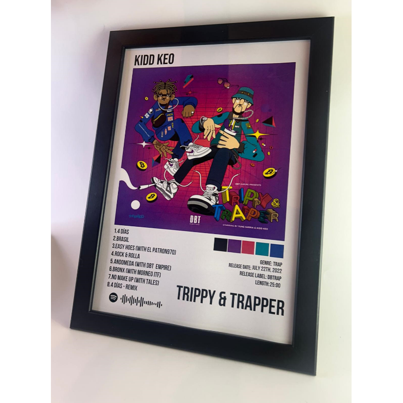 Álbum enmarcado de Kidd Keo tamaño A3 o A4 del álbum "Trippy & Trapper"
