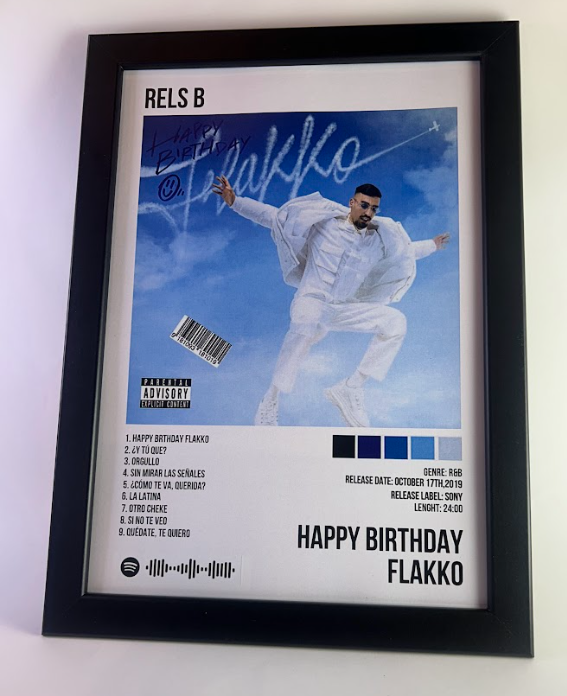 Álbum enmarcado de Rels B tamaño A4 del álbum "Happy Birthday Flakko