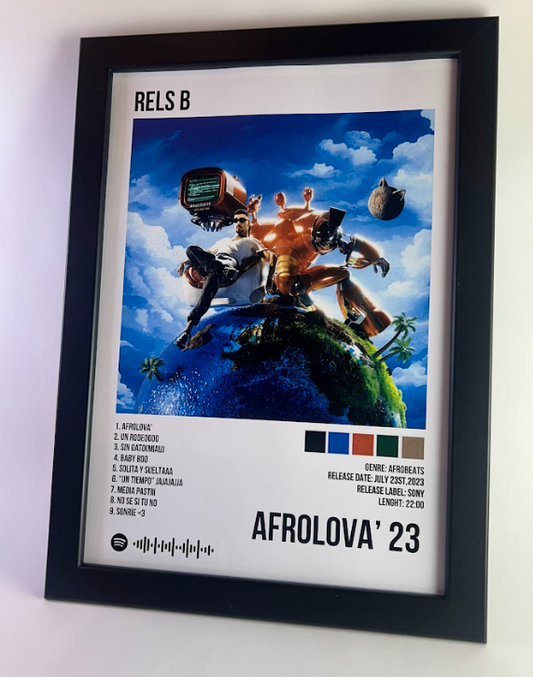 Álbum enmarcado de Rels B tamaño A4 del álbum "Afrolova' 23"