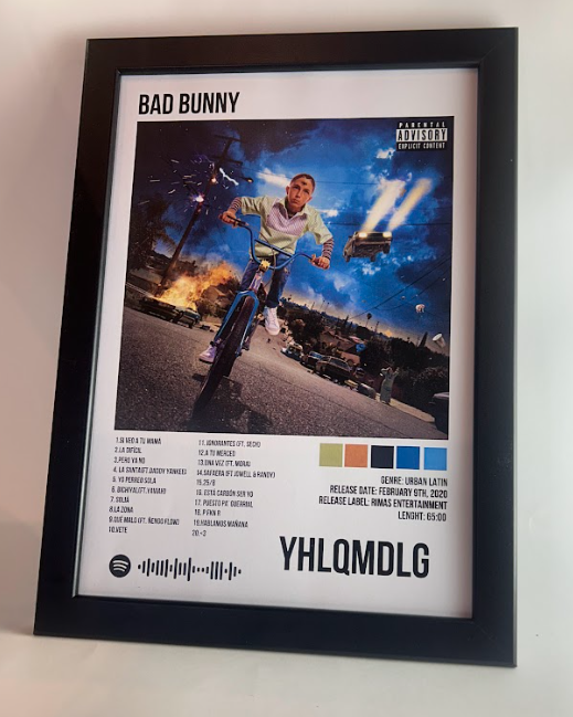 Álbum enmarcado de Bad Bunny tamaño A3 o A4 del álbum "YHLQMDLG"