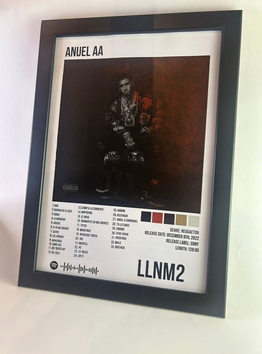 Álbum enmarcado de Anuel AA tamaño A3 o A4 del álbum "LLNM2"