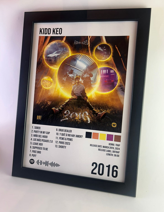 Álbum enmarcado de Kidd Keo tamaño A3 o A4 del álbum "2016"