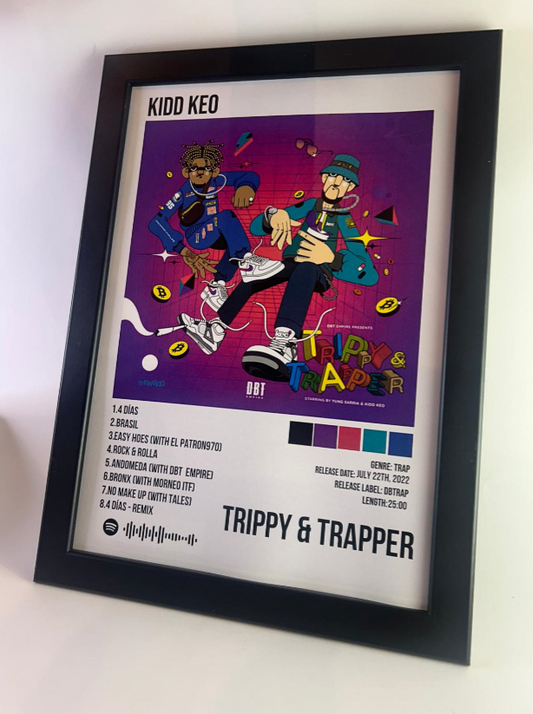 Álbum enmarcado de Kidd Keo tamaño A3 o A4 del álbum "Trippy & Trapper"