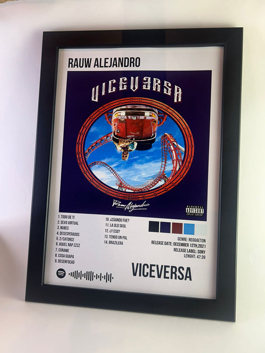 Álbum enmarcado de Rauw Alejandro tamaño A3 o A4 del álbum "ViceVersa"